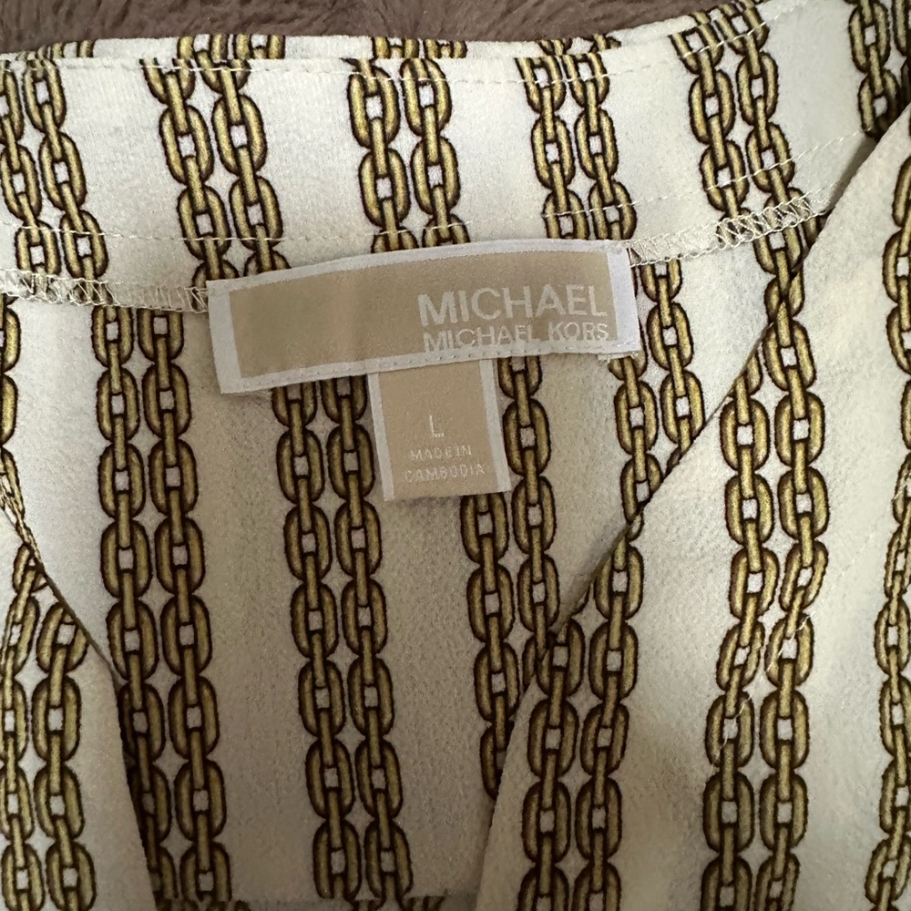 Michael Kors Chain Pattern Top in Cream and Gold